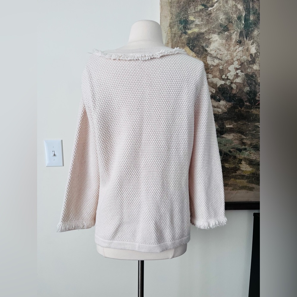 Alfani Wool Fringe Detailing Sweater in Cream Size XL - Picture 4 of 7